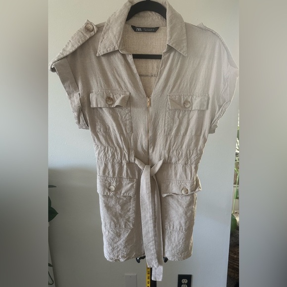 Zara Khaki Short Sleeve Mini Dress - size small - Picture 1 of 6